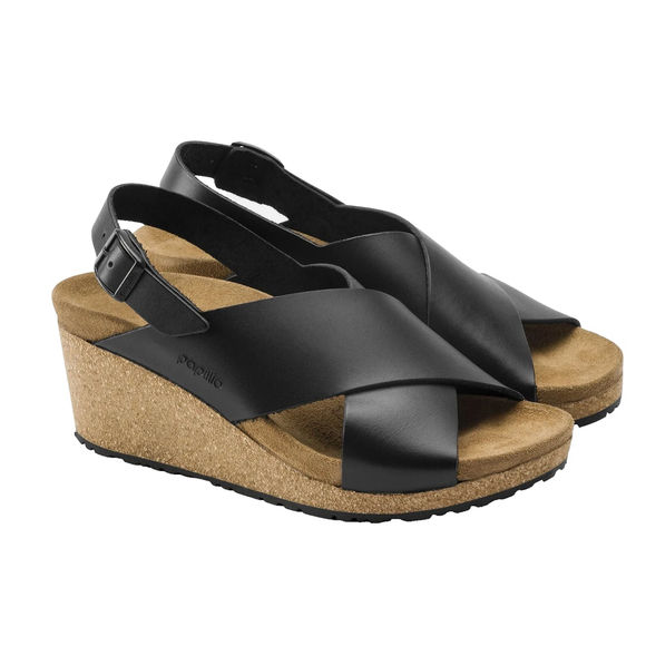 Birkenstock by Papillo Black Leather Samira Wedge Sandal Shoe size 9 - Picture 16 of 16